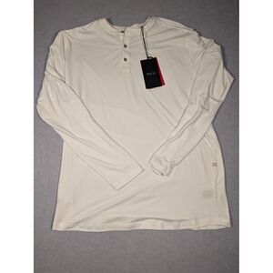 Rye 51 Voyager Performance Henley Men Large White Long Sleeve Stretch NWT